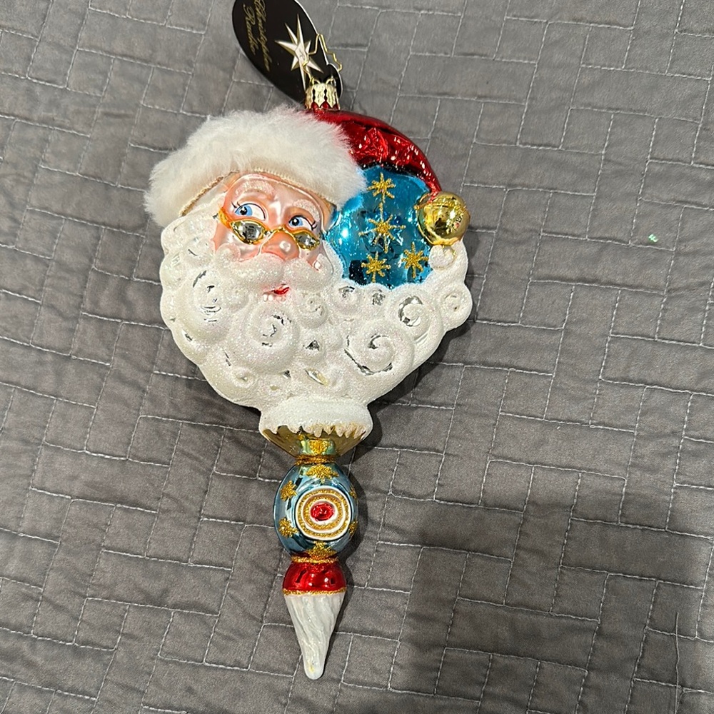 Christopher Radko Red and Blue Santa Claus Ornament